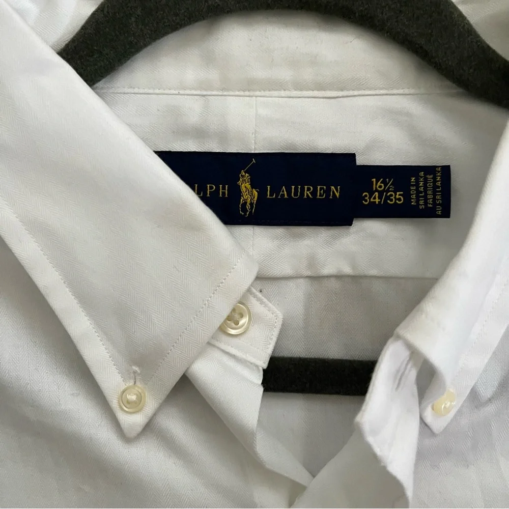 NWOT Ralph Lauren men’s white cotton button down shirt size 16 1/2 34/35. - Picture 2 of 7